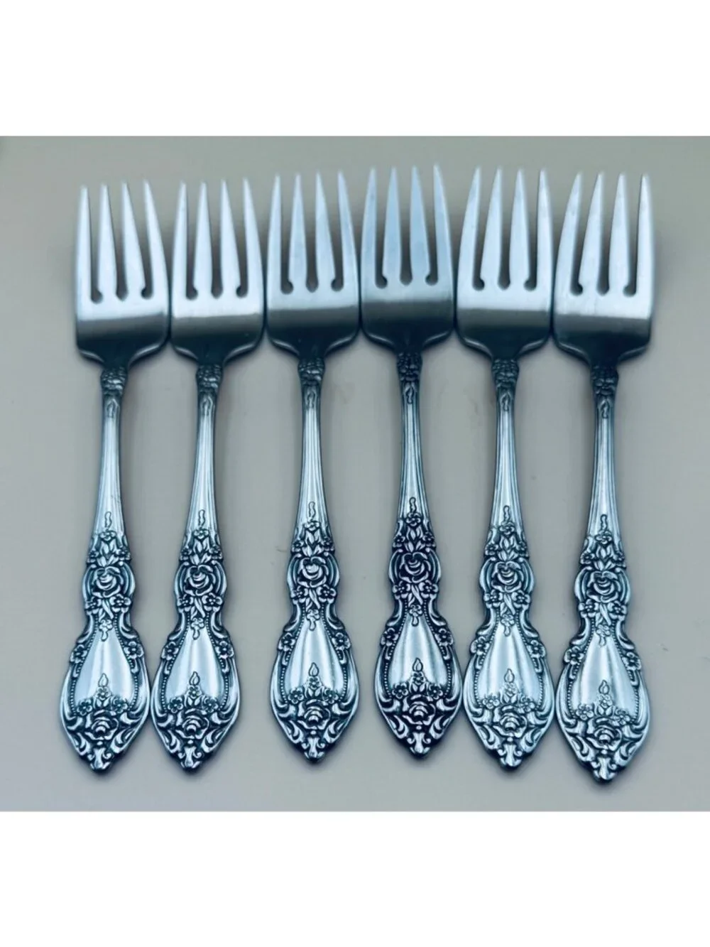 6 Oneida OCO WORDSWORTH Salad Forks USA Glossy Stainless Steel Flatware